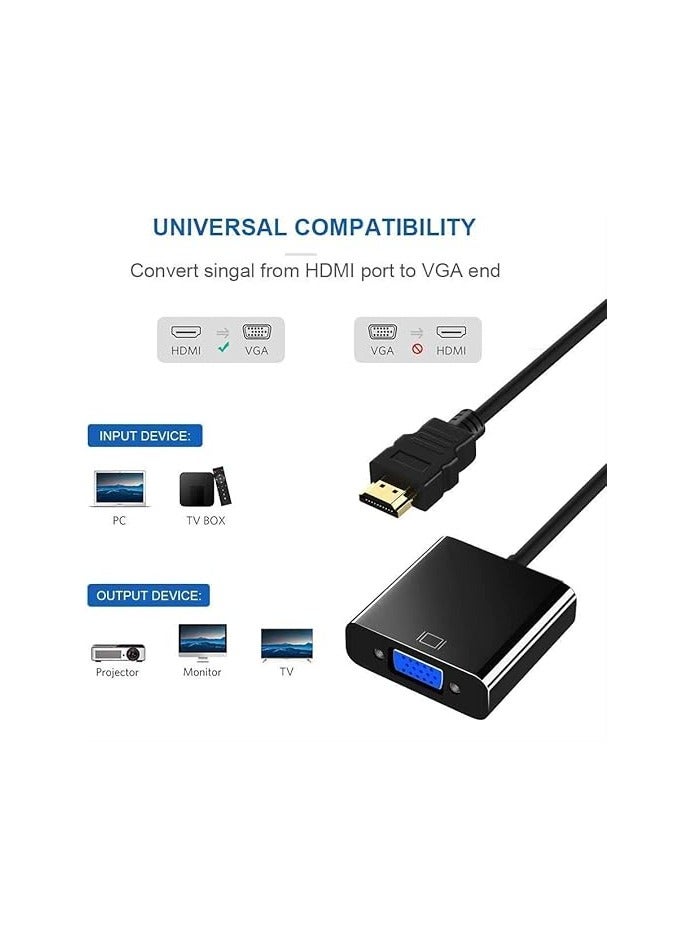 HDMI to Vga Converter Adapter 1080P with 3.5 mm Audio HD Video Cable Adapter for PC Desktops Laptops Power (Black)