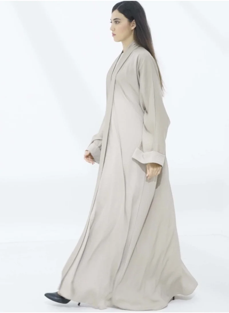 MSquare Fashion Beige Harir Maqsood abaya 3 piece set