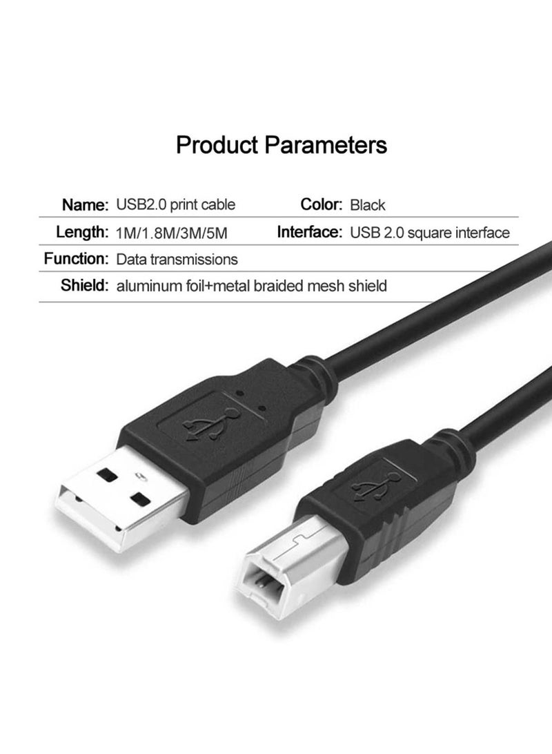 USB 2.0 Type A to Type B Male Printer Cable for Printers Scanner External HDD & More (3m) - Image 3