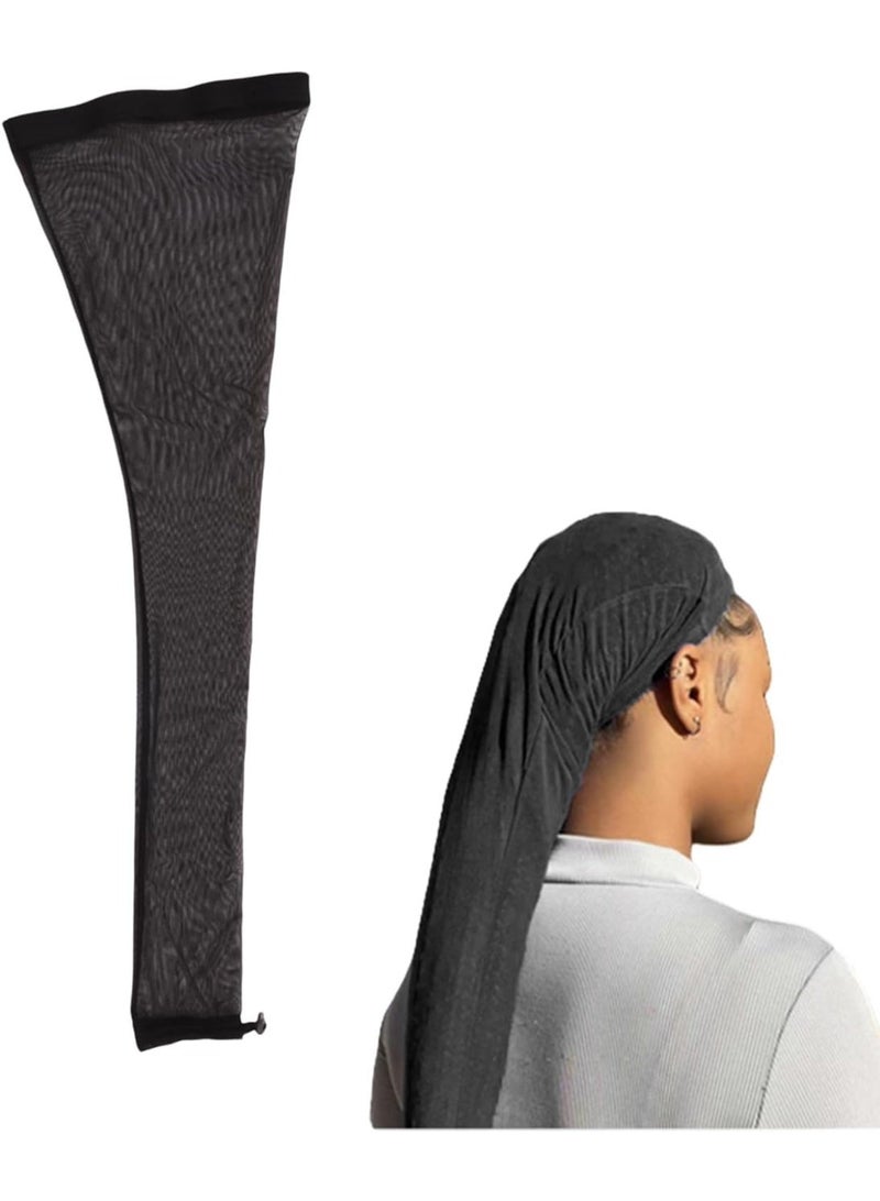 قبعة شعر طويلة مرنة للضفائر والدريدلوك للنساء قابلة للتعديل ومسامية قبعة أنبوبية بدون حافة مناسبة للشعر المستعار والضفائر والضفائر الطويلة للاستخدام المنزلي والصالون والسفر - Image 1