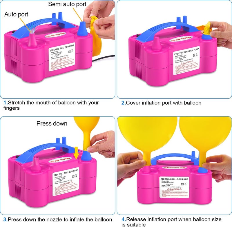 chamvis Balloon Pump Electric, 110V 600W Balloon Pump Inflate, Air Pump for Balloons: Balloon Blower Machine for Fast and Easy Filling Balloons - Image 2