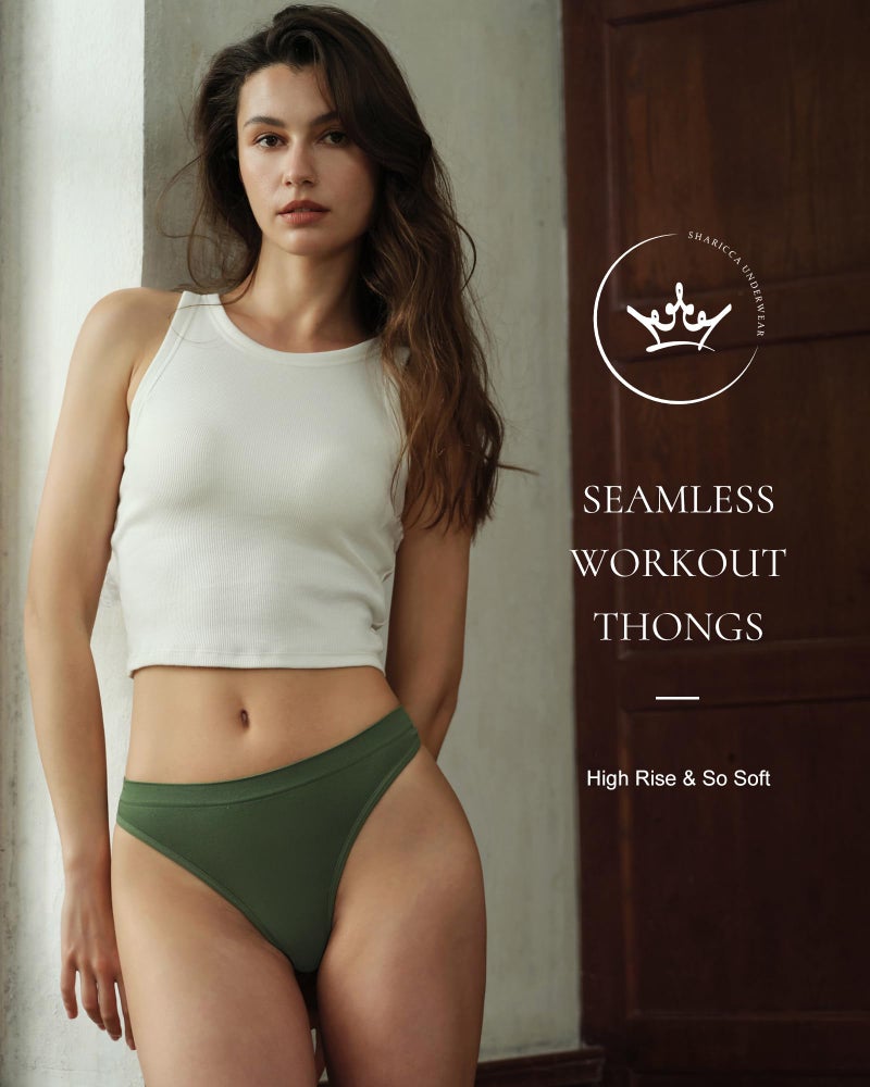 SHARICCA Seamless Thongs for Women Sexy Breathable No Show Thong Underwear Women Multiple Pack, M, 6P02 - Image 3