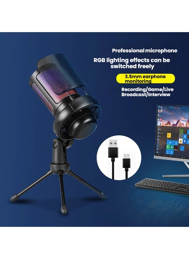 General E-sports gaming microphoneRGB desktop stand recordingUSB computer microphone helps smooth game communication improves team collaboration efficiency  - Image 1
