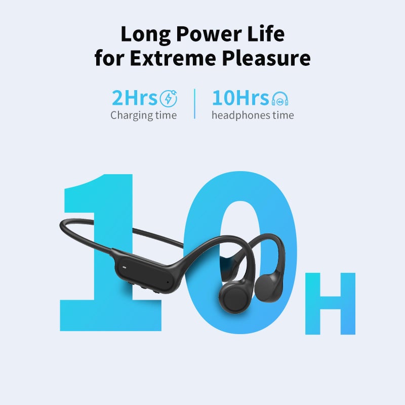 Haowolf Bone Conduction Headphones, Bluetooth 5.4 with Mic Open Ear IPX8 Waterproof Headsets, Swimming Headphones 10H Playtime Wireless Earbuds for Sports, Running, Cycling - Image 4
