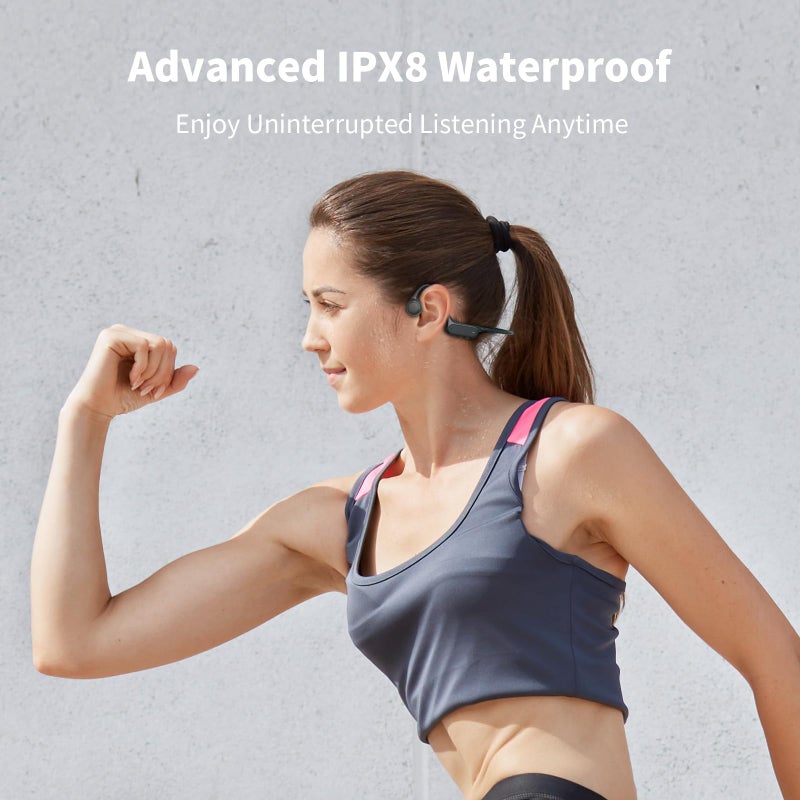 Haowolf Bone Conduction Headphones, Bluetooth 5.4 with Mic Open Ear IPX8 Waterproof Headsets, Swimming Headphones 10H Playtime Wireless Earbuds for Sports, Running, Cycling - Image 2