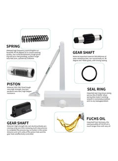 KASTWAVE Automatic Door Closer Size 5 Suitable for Door Weight 85 105kg Spring Hydraulic Door Closer Aluminum Alloy Material Heavy Duty Easy Installation H 1322 H 1683 H 1883 GK 1883 Size 5 White  - Image 3