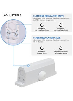 KASTWAVE Automatic Door Closer Size 5 Suitable for Door Weight 85 105kg Spring Hydraulic Door Closer Aluminum Alloy Material Heavy Duty Easy Installation H 1322 H 1683 H 1883 GK 1883 Size 5 White  - Image 4