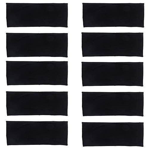 Yeshan Wide face mask headbands for women With Soft Stretchy Black Bandana Headbands Elastic Yoga Sports Headwrap,Pack of 10 - Image 3