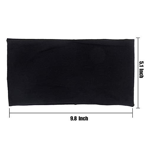Yeshan Wide face mask headbands for women With Soft Stretchy Black Bandana Headbands Elastic Yoga Sports Headwrap,Pack of 10 - Image 2