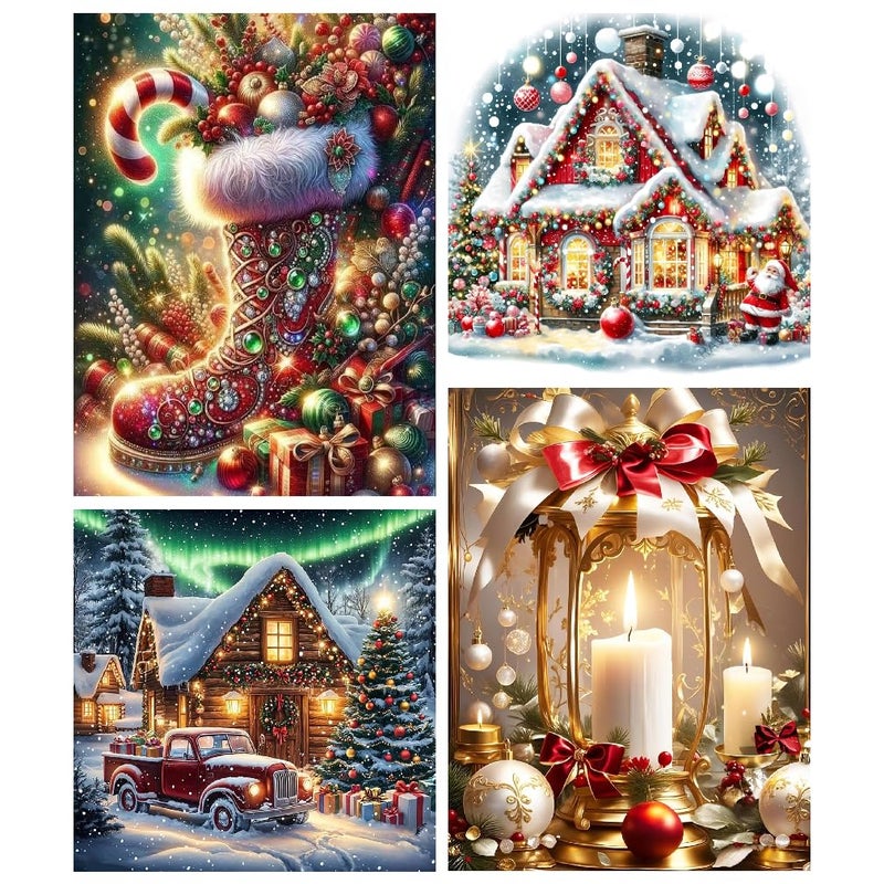 NEGEKFKX 4 Pack Christmas Diamond Art Kits for Adults BeginnersWinter Diamond Painting Kits for Adults5D Full Drill DIY Diamond Dot Gem Art Kit Wall Home Decor Arts Craft 16x1212x12 inch - Image 2