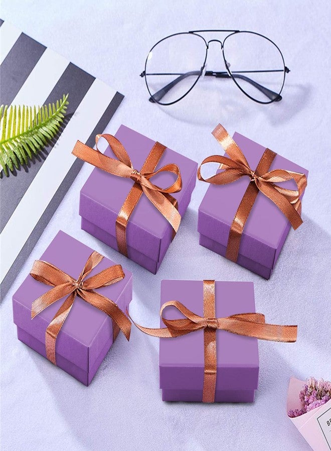 Coobbar Necklace Earring Ring Box Gift Box,12 Pieces Square Cardboard Jewelry Gift Boxes,Cotton Filled Cardboard Paper Jewelry Box Gift Case (2.75x2.75x1 Inches (Purple - Image 2