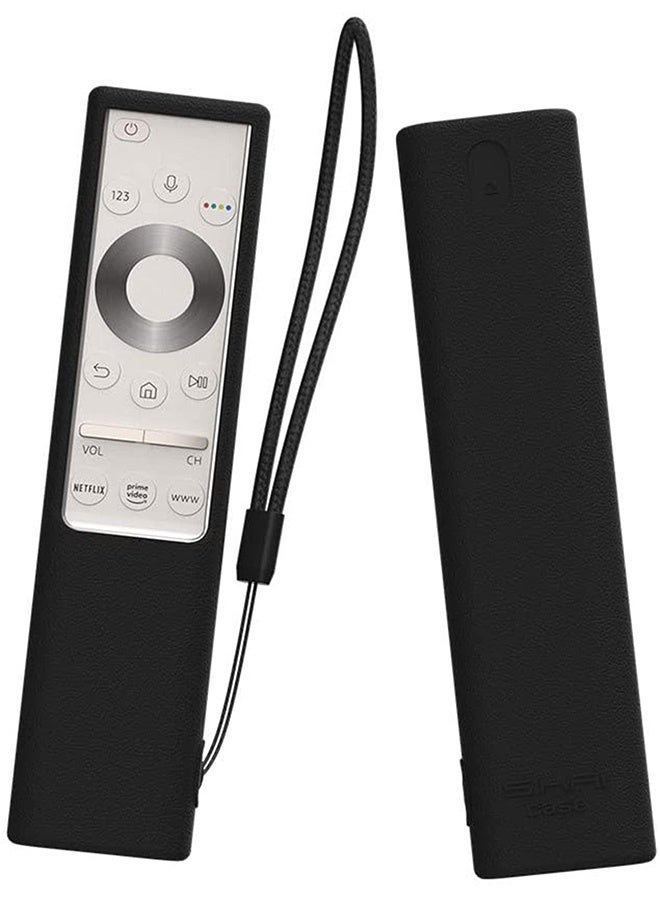 Peachjoy Silicone Protective Case for Samsung BN59-01311 Smart TV Remote Shockproof Anti-Slip Battery Cover for Samsung QLED TV Remote Anti-Lost with Remote Loop (Black)  - Image 2