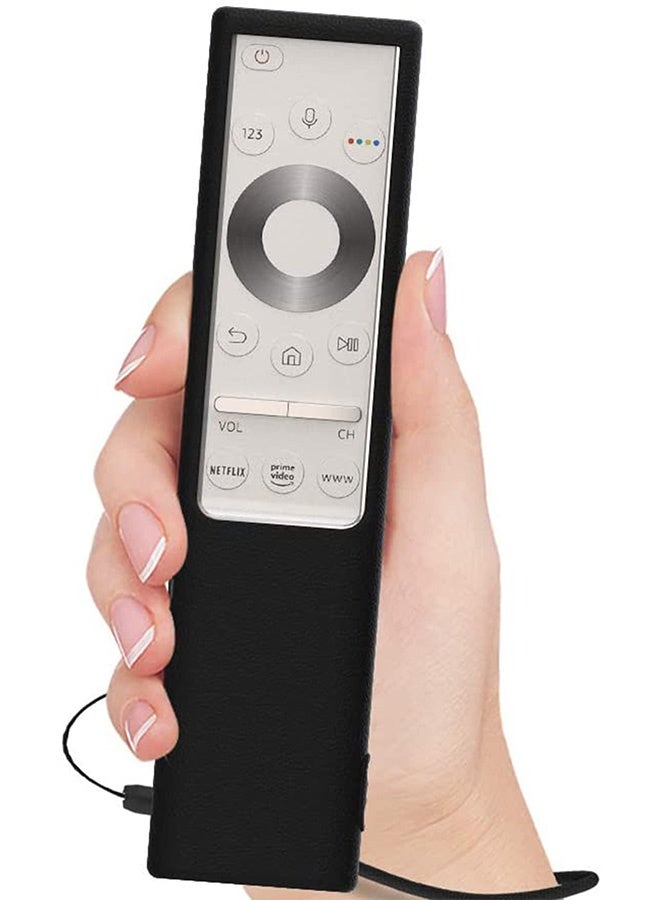 Peachjoy Silicone Protective Case for Samsung BN59-01311 Smart TV Remote Shockproof Anti-Slip Battery Cover for Samsung QLED TV Remote Anti-Lost with Remote Loop (Black)  - Image 4