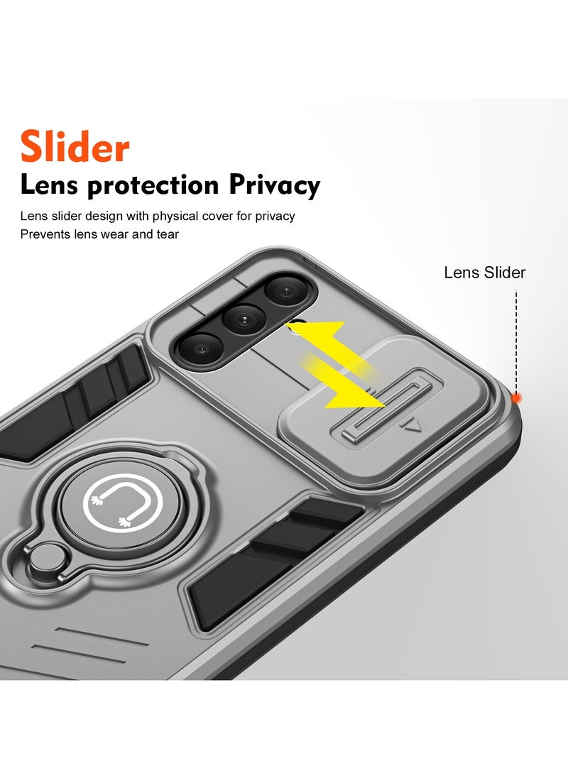 GOLDEN MASK - GOLDEN MASK For Samsung Galaxy A34 Armored Window Bracket Camera Shield Cover Camera Lend Protection With Ringe (Grey) - Image 1