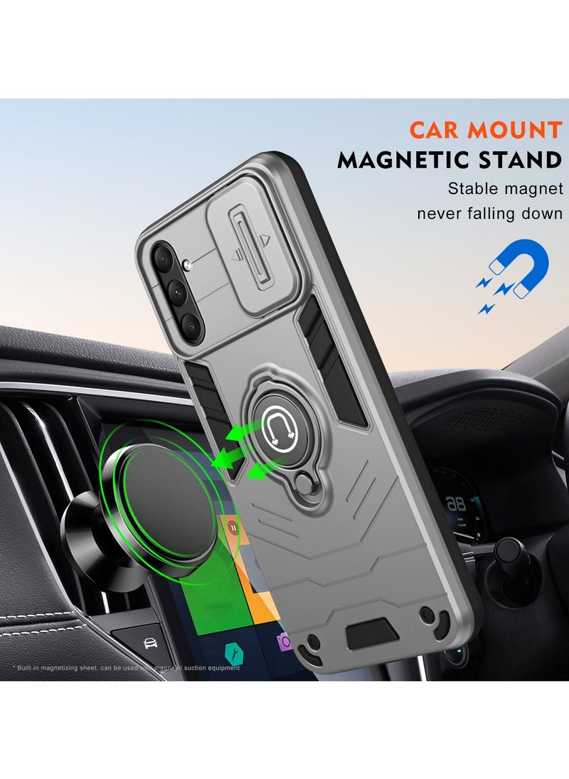GOLDEN MASK - GOLDEN MASK For Samsung Galaxy A34 Armored Window Bracket Camera Shield Cover Camera Lend Protection With Ringe (Grey) - Image 1