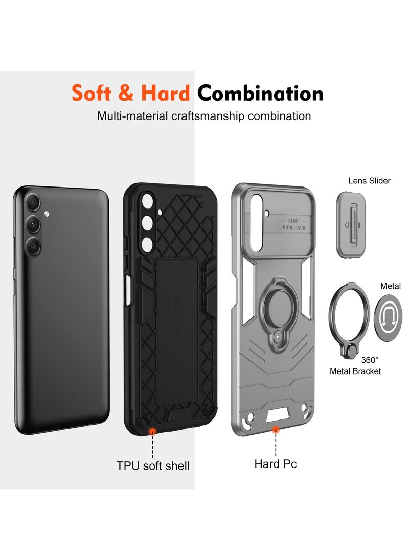 GOLDEN MASK - GOLDEN MASK For Samsung Galaxy A34 Armored Window Bracket Camera Shield Cover Camera Lend Protection With Ringe (Grey) - Image 1