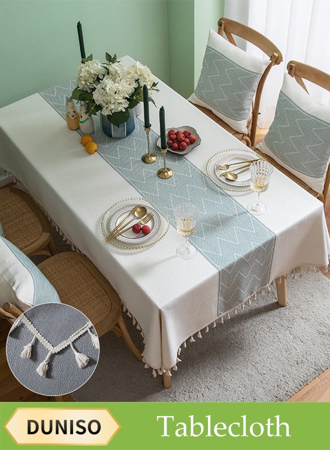DUNISO Rectangular Tablecloth, All Cotton Tablecloth With Tassels, Dust-Proof Coffee Table Cover Cloth, Heat-Resistant And Wear-Resistant, Suitable For Dining Tables, Desks, Dressing Tables, Counters, Coffee Tables, 100 * 160cm - Image 1