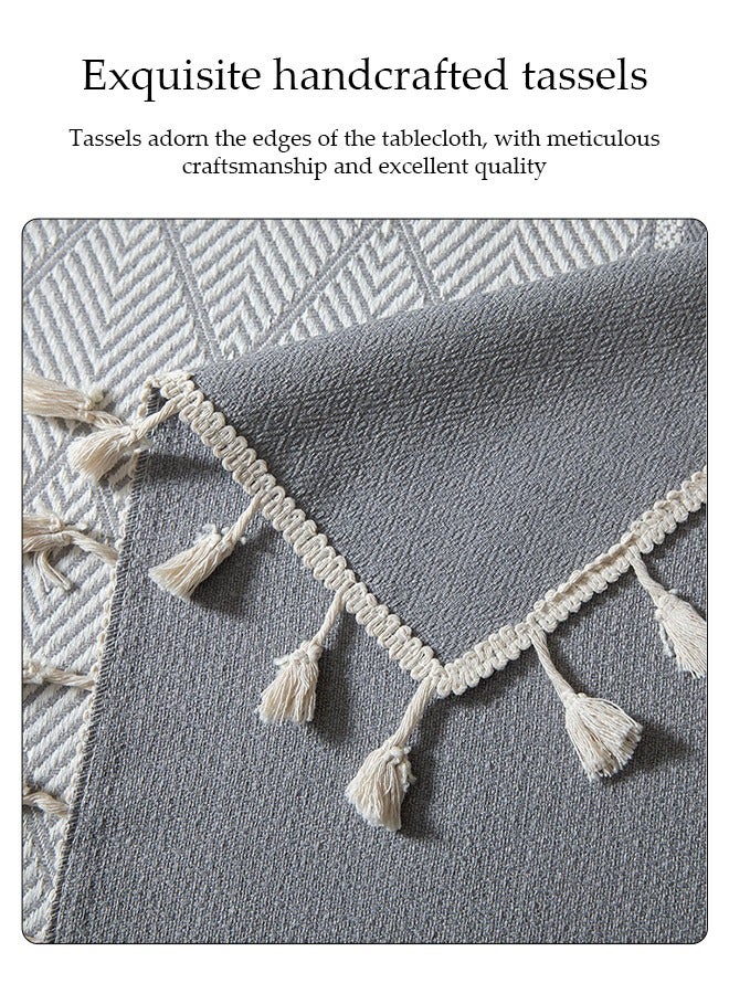 DUNISO Rectangular Tablecloth, All Cotton Tablecloth With Tassels, Dust-Proof Coffee Table Cover Cloth, Heat-Resistant And Wear-Resistant, Suitable For Dining Tables, Desks, Dressing Tables, Counters, Coffee Tables, 100 * 160cm - Image 4