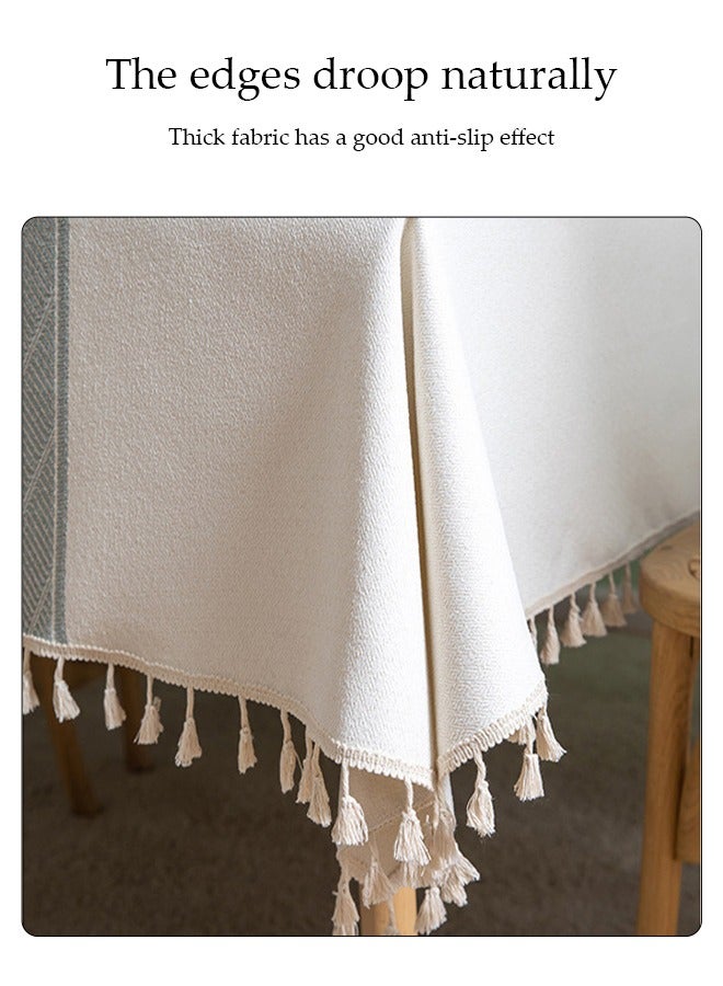 DUNISO Rectangular Tablecloth, All Cotton Tablecloth With Tassels, Dust-Proof Coffee Table Cover Cloth, Heat-Resistant And Wear-Resistant, Suitable For Dining Tables, Desks, Dressing Tables, Counters, Coffee Tables, 100 * 160cm - Image 5