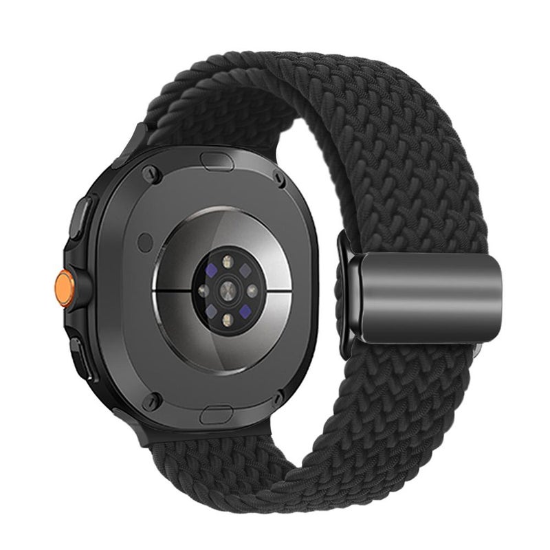 إيروريكس سوار ساعة سامسونج جالاكسي واتش 8 / واتش 8 الكلاسيكي المصنوع من النايلون المضفر والمشبك المغناطيسي (أسود) - Image 2