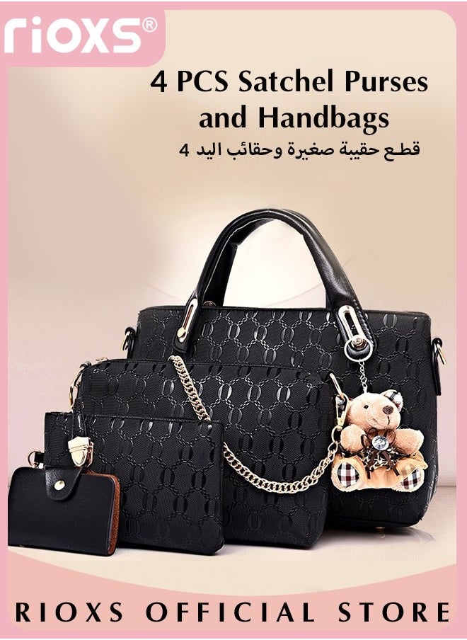 RIOXS - 4 PCS Satchel Purses and Handbags for Women Shoulder Tote Bags Wallets - Image 1