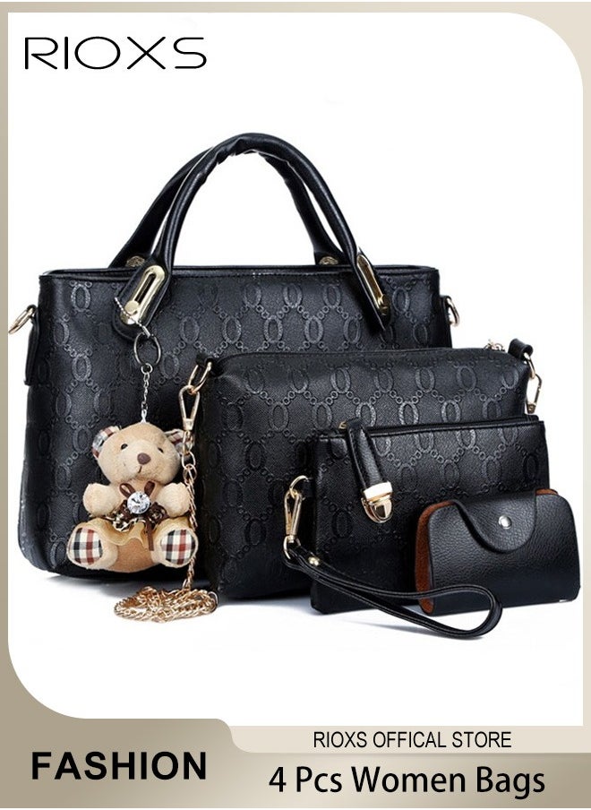 RIOXS - 4 PCS Satchel Purses and Handbags for Women Shoulder Tote Bags Wallets - Image 1