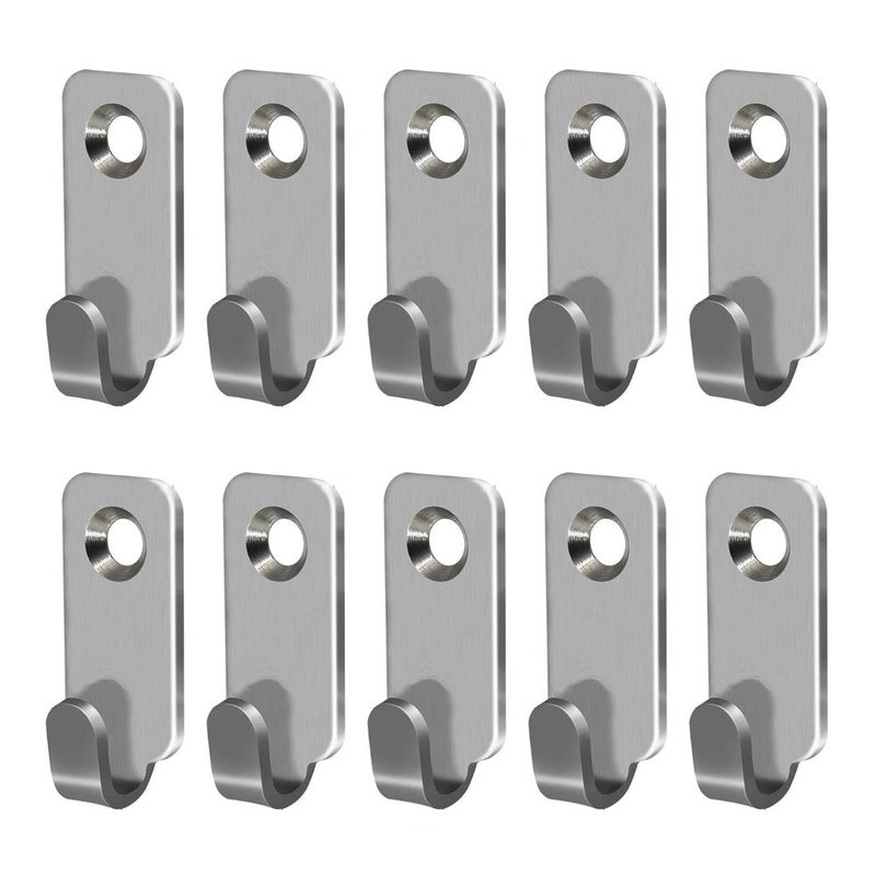 Adiyer 10Pcs Heavy Duty Hanger 304 Stainless Steel Wall Mounted Mini J Hook For Mirror Picture Frames Hanging Wire/D Rings/Keyhole Hangers - Image 1