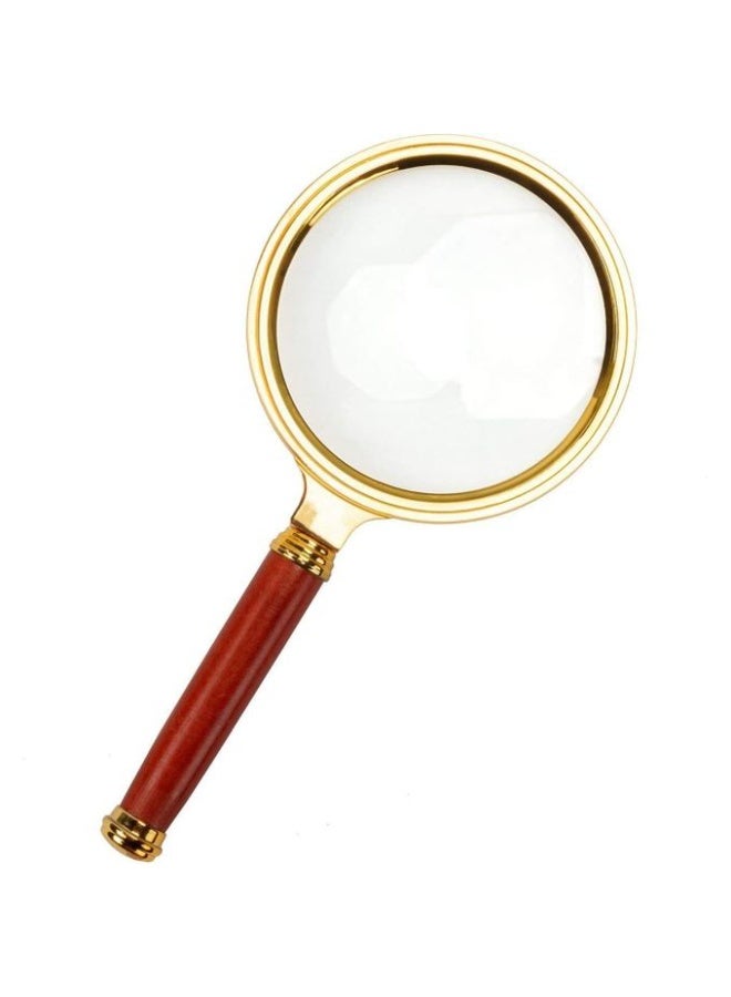 A handheld magnifying glass with an antique wooden handle for reading and examining books, coins, insects, rocks, maps, and crossword puzzles. - Image 1