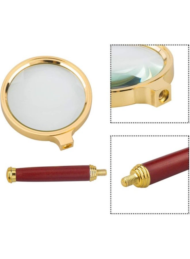 A handheld magnifying glass with an antique wooden handle for reading and examining books, coins, insects, rocks, maps, and crossword puzzles. - Image 3