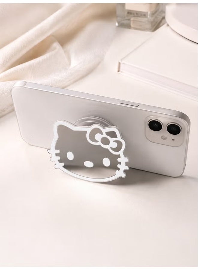 Hello Kitty Air Cushion Phone Holder, Adhesive Phone Grip With Silver Cat Design, Lightweight Phone Stand And Portable Kickstand For Hands-Free Viewing And Daily Phone Use (Silver, 5.97 × 4.49 cm) - Image 2