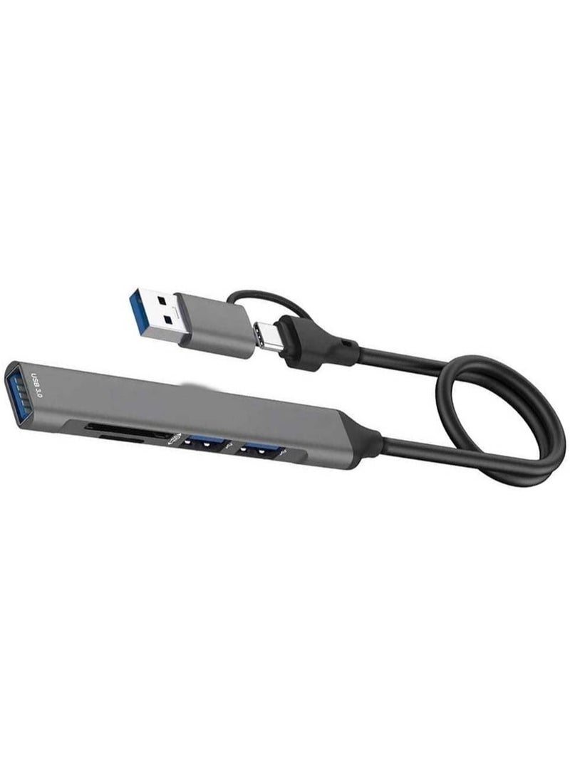 ELTRAZONE 5-in-2 USB Hub Type-C Adapter to USB-A, High-Speed Multi-Port Converter, Supports USB 3.0 & 2.0 for Laptops, PCs, MacBooks, Fast File Sharing, Compact & Portable Design - Image 2