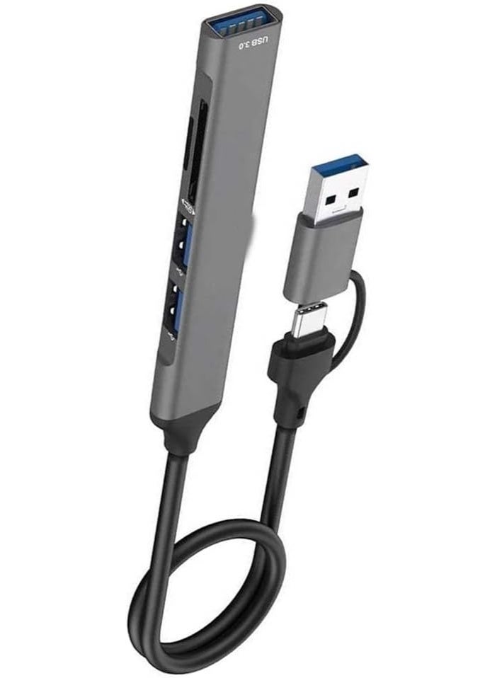 ELTRAZONE 5-in-2 USB Hub Type-C Adapter to USB-A, High-Speed Multi-Port Converter, Supports USB 3.0 & 2.0 for Laptops, PCs, MacBooks, Fast File Sharing, Compact & Portable Design - Image 3