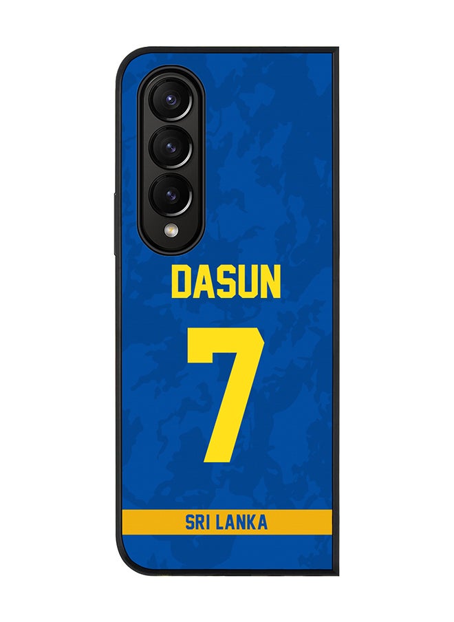 Stylizedd Rugged Black Edge Case for Samsung Galaxy Z Fold4, Slim fit Soft Case Flexible thin Cover - Player Name - Dasun Shanaka, Jersey Number- 7  - Image 1