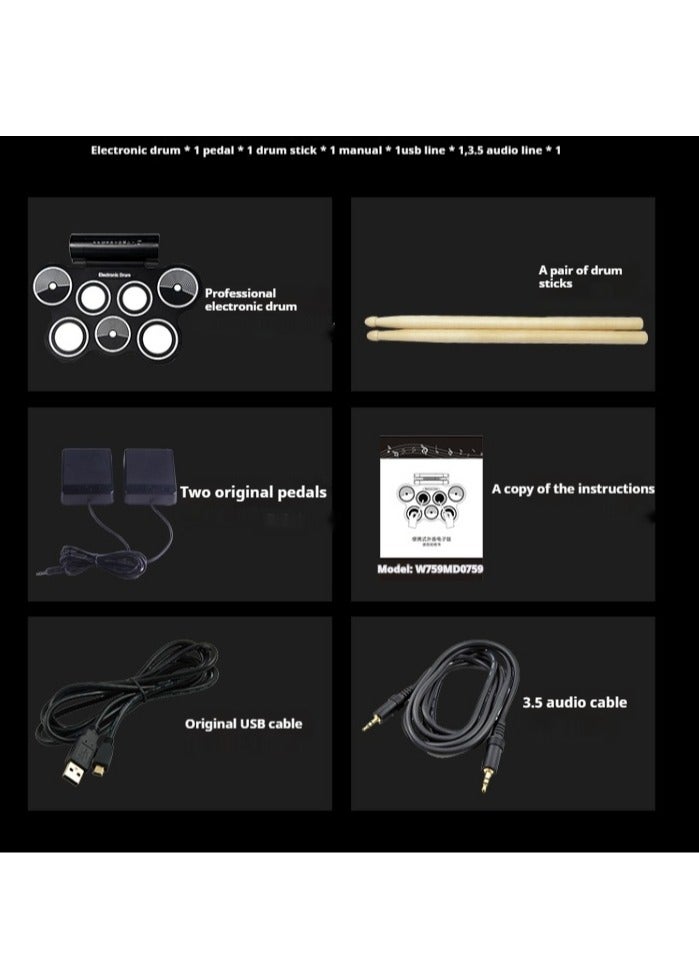 Portable Foldable Silicone Electronic Drum Pad Kit  - Image 5