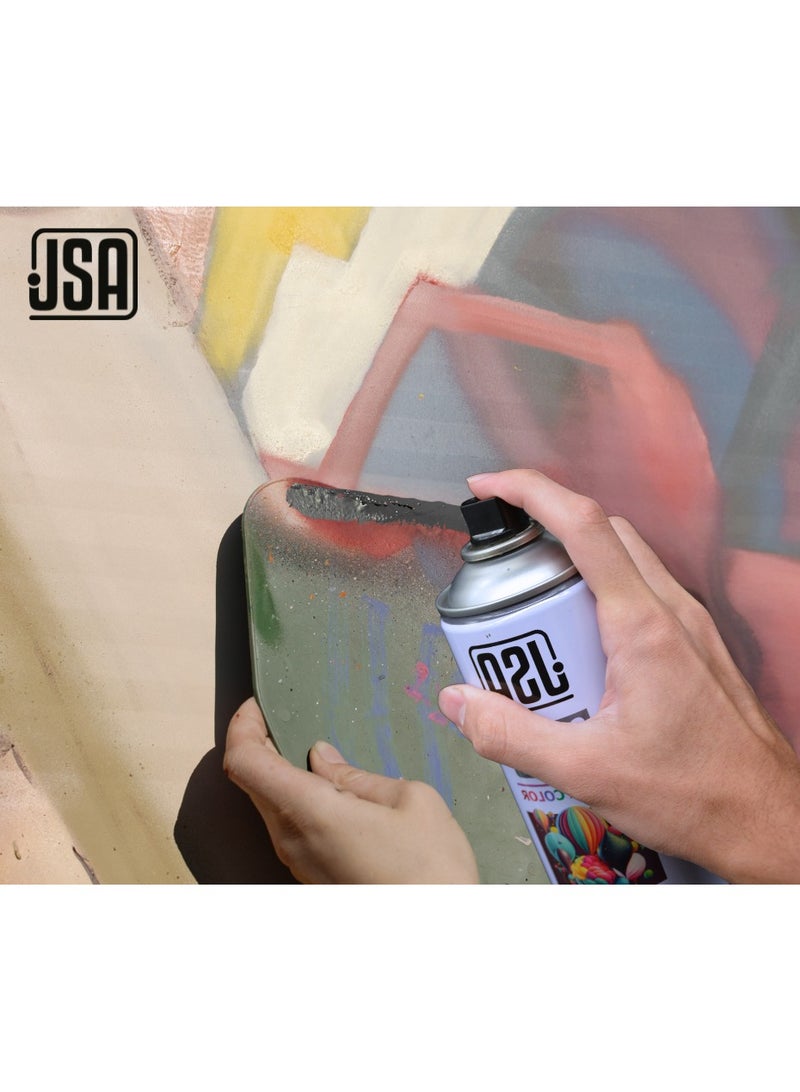 JSA A set of 3 multi-purpose spray paint cans in silver chrome color, each with a capacity of 400ml. This fast-drying paint is suitable for use on wood, plastic, and metal. Ideal for both indoor and outdoor applications, and perfect for DIY projects, automotive painting, and arts & crafts. - Image 3