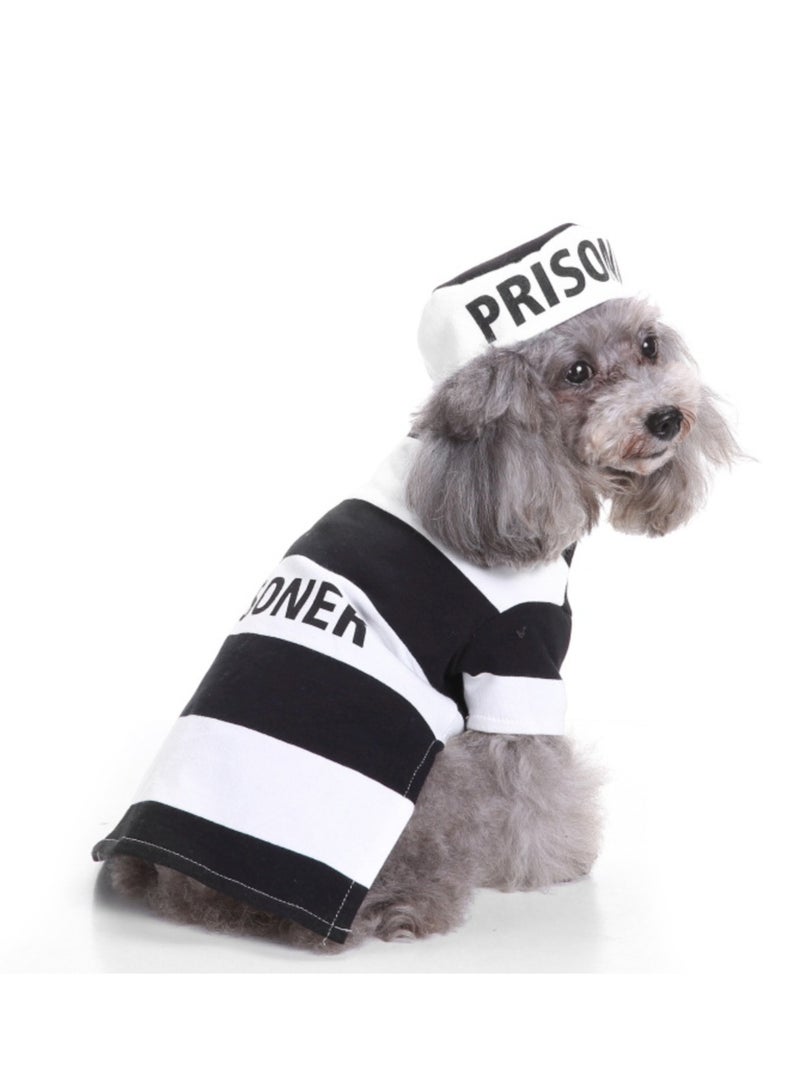 Puppy Prisoner Costume Halloween Christmas Funny Party Cosplay Clothes for Cat, Small Dog - Image 1