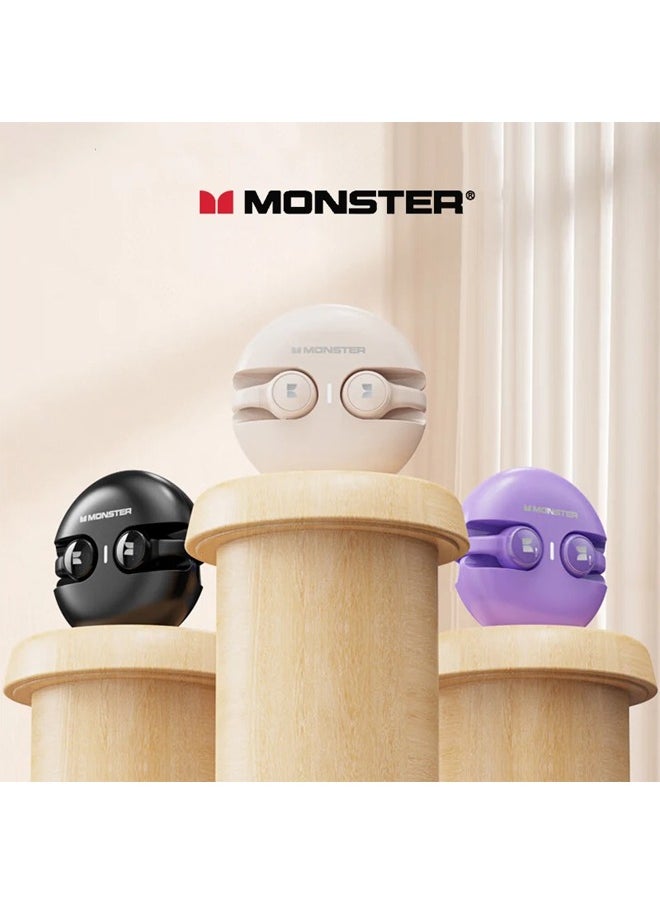 Monster Monster Earbuds XKT21 Wireless Earbuds Bluetooth 5.3 Earphones Ear Clip For Music Gaming Low Latency Headset Touch Control Noise Cancelling Purple  - Image 2