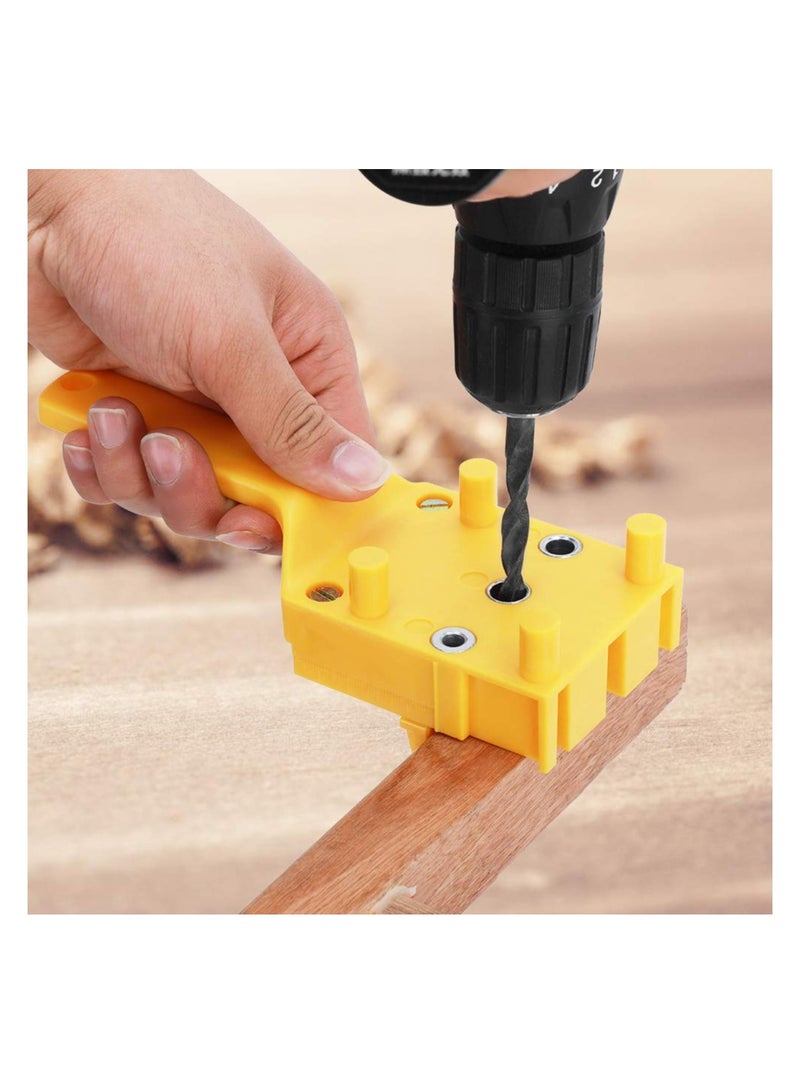 SYOSI, Handheld Dowel Jig, Hole Drilling Guider, Plastic Sleeve Woodworking Joiner Tool for Straight Holes Drilling, Round Wooden Tenon Splicing - Image 4