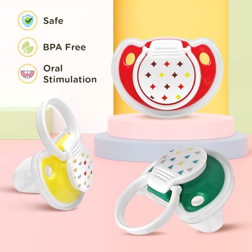 Mee Mee Pacifier Ultra Light Soft Silicone Nipple | BPA Free | Oral stimulatory | Teether | Air Flow Shield Pacifier for Babies Pack of 3 (Assorted) - Image 2