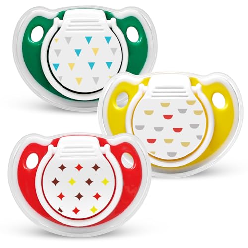 Mee Mee Pacifier Ultra Light Soft Silicone Nipple | BPA Free | Oral stimulatory | Teether | Air Flow Shield Pacifier for Babies Pack of 3 (Assorted) - Image 1