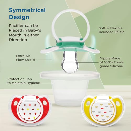 Mee Mee Pacifier Ultra Light Soft Silicone Nipple | BPA Free | Oral stimulatory | Teether | Air Flow Shield Pacifier for Babies Pack of 3 (Assorted) - Image 4
