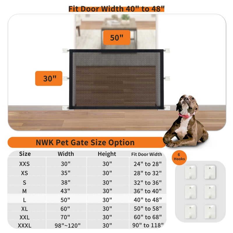NWK Magic Dog Gate for Stairs Pet Gate for The House Providing a Safe Enclosure for Pets to Play and Rest, 6 Hooks Design (50'' X 30'') - Image 2