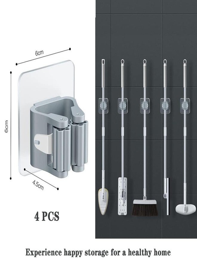 Paghadi Pack of 4 Wall Self-Adhesive Broom Holder Self-Adhesive Mop Holder No Drilling Wall Mount Wall Mounted Mop Holder for Kitchens, Bathrooms (Multi color) - Image 2