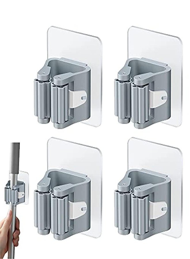 Paghadi Pack of 4 Wall Self-Adhesive Broom Holder Self-Adhesive Mop Holder No Drilling Wall Mount Wall Mounted Mop Holder for Kitchens, Bathrooms (Multi color) - Image 1