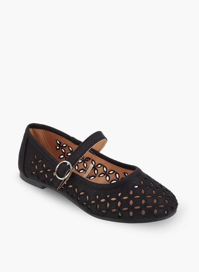 ليتل ميسي Girls Laser Cut Mary Jane Shoes