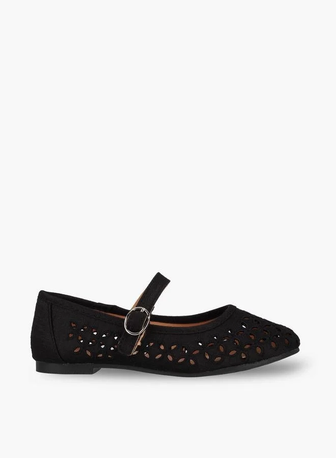 ليتل ميسي Girls Laser Cut Mary Jane Shoes