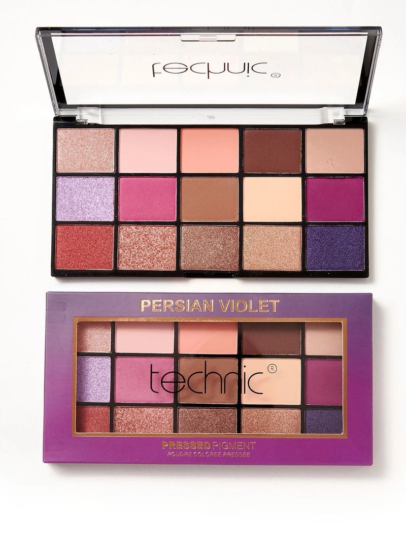 Technic لوحة ظلال العيون المضغوطة المكونة من 15 لونًا - بنفسجي فارسي - Image 1