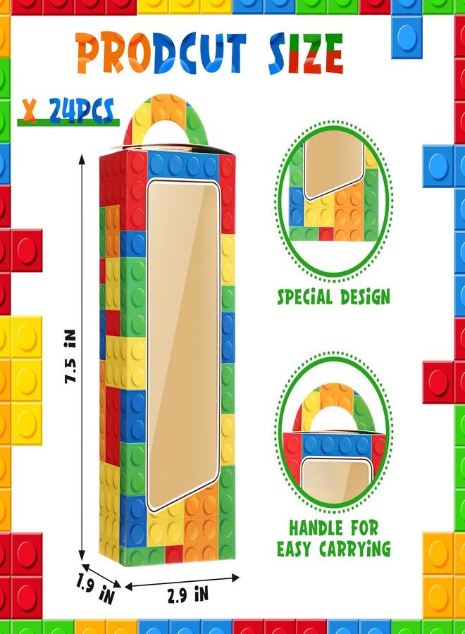 Saypacck 24 Pcs Building Block Party Favor Gift Boxes Building Bricks Birthday Supplies Goodie Bags for Baby Shower Decoration Supplies Summer Themed Party Favors - Image 2