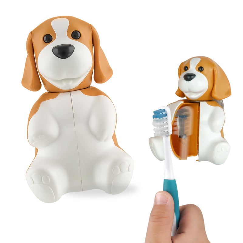 Flipper Fun Animal Dog Toothbrush Cover Kids Toothbrush Holder with Cover Toothbrush Holders for Bathrooms Suction Cup Toothbrush Holder