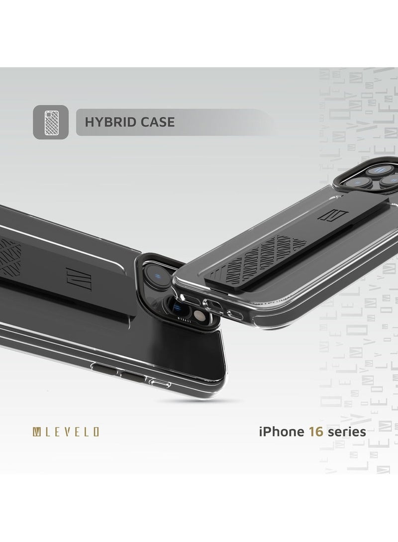 LEVELO iPhone 16 Pro Case with Graphia IMD Silicone Grip / Impact-Resistant Corners / Metal Camera Ring / Premium Durable TPU Back Cover - Gray - Image 3